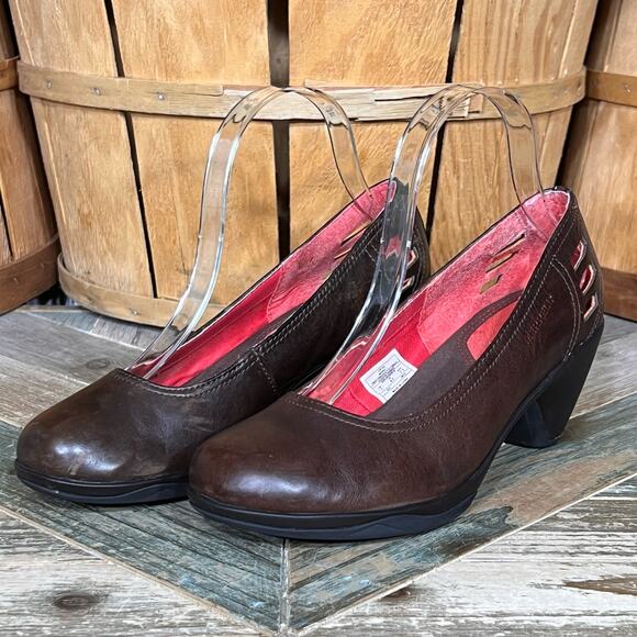 Merrell Evera Brown Leather 2.75" Heel Cycling Comfort Slip-On Pumps Womens 7 - Picture 3 of 12